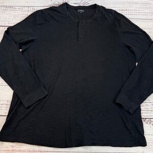 Vince Men's Black Long Sleeve Henley Shirt XXL 100% Cotton Casual Top